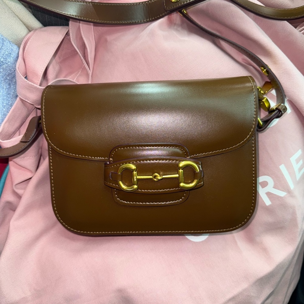 Tiffany & Fred Brown Leather Crossbody Bag with Gold Hardware